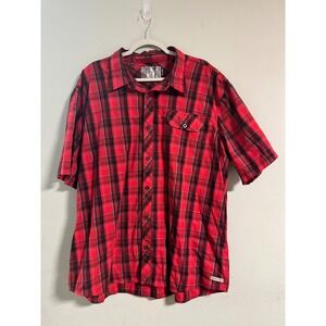 Realtree Mens Red Black Plaid Short Sleeve Button Down Shirt XXL